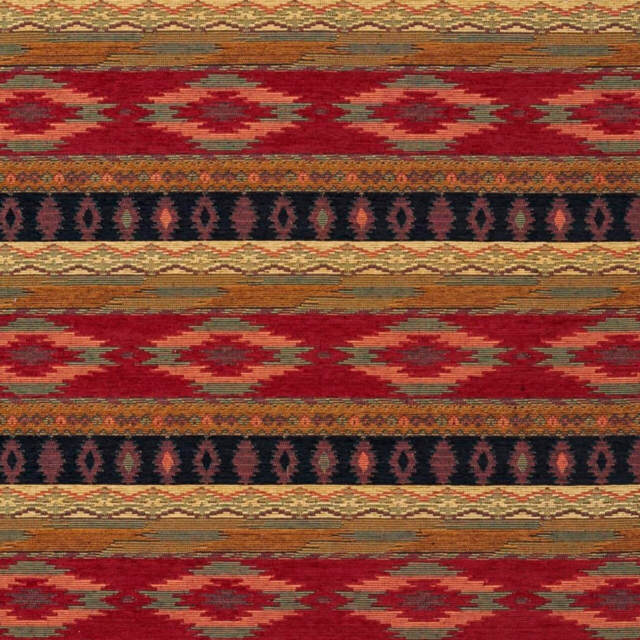 Red Abstract Global Southwest Woven Pattern Upholstery Fabric by The Yard - SKU: Henrick Sienna